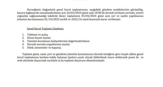 Genel Kurul Toplantısı Çağrısı